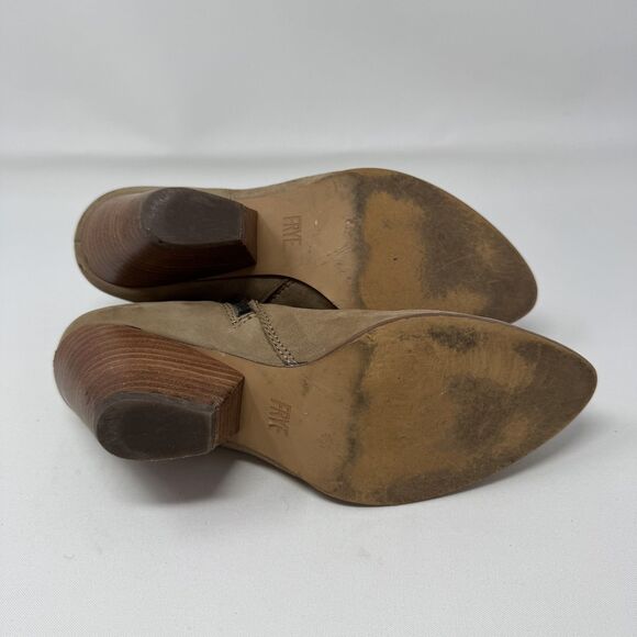 Frye Boots Womens Size 7M Suede Pointed Toe Zip Western Ankle Stacked Heel Shoes - Picture 7 of 9